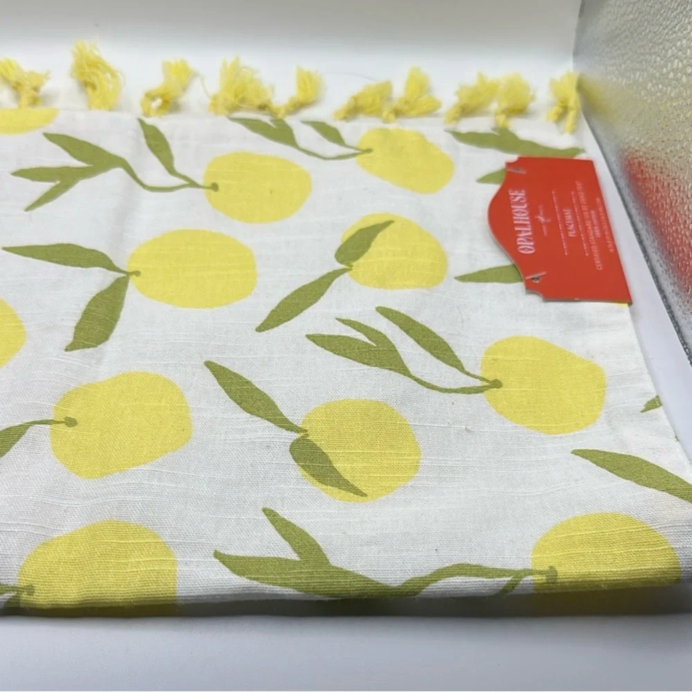 💚5 Opalhouse Lemons Placemat Yellow with Fringe